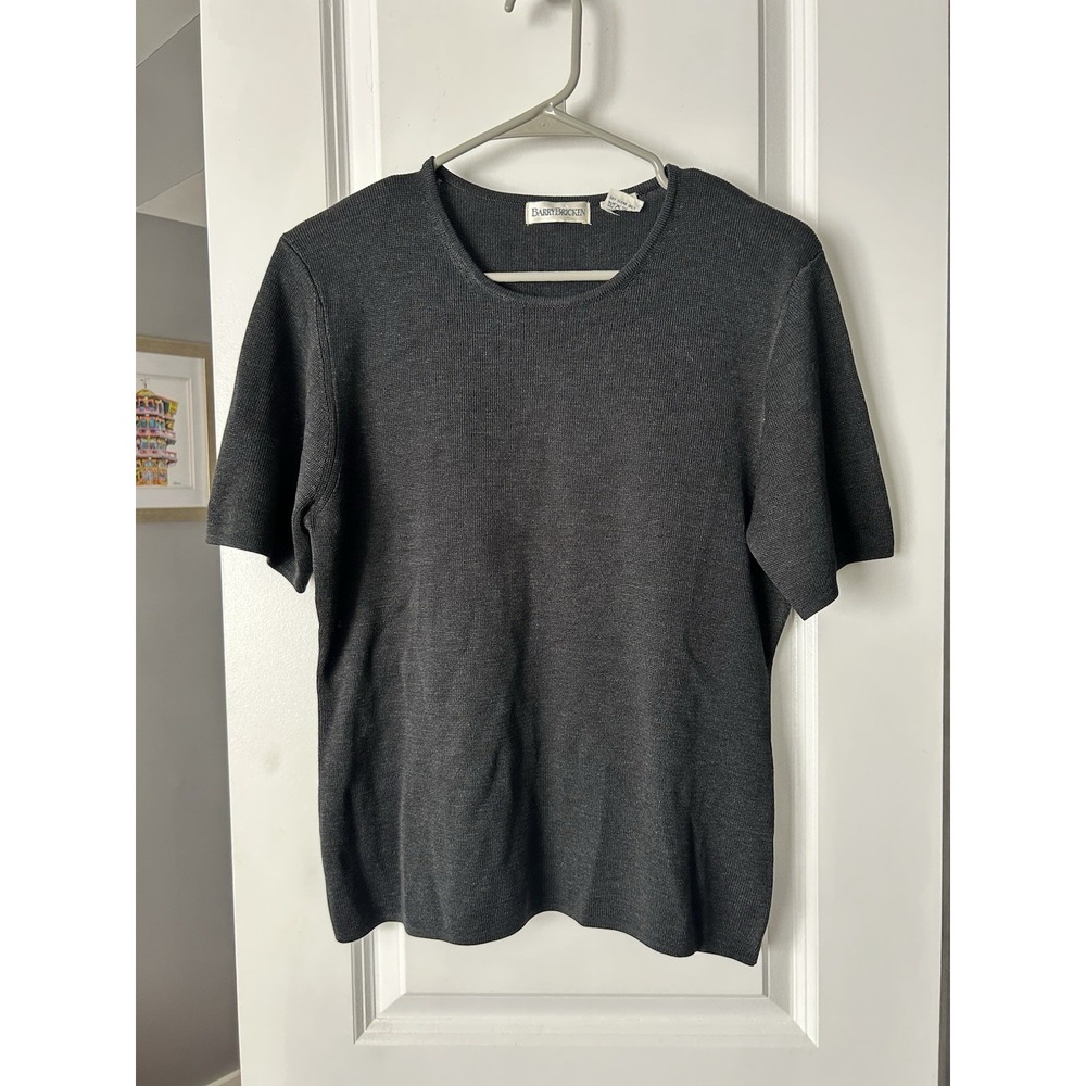 Barry Bricken Women's Knit 100% Silk Short Sleeve Sweater Size XL